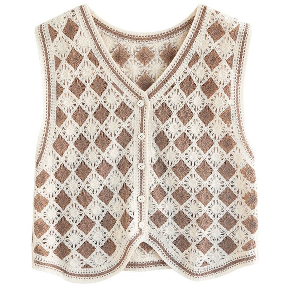 ベスト ボタン付き 前開き レディース ニットベスト 通販 ニット 花柄ニット 前あきベスト ノースリーブ 花柄 フラワー 重ね着 レイヤード 春 秋 冬 ベスト | BACKYARD FAMILY | 10