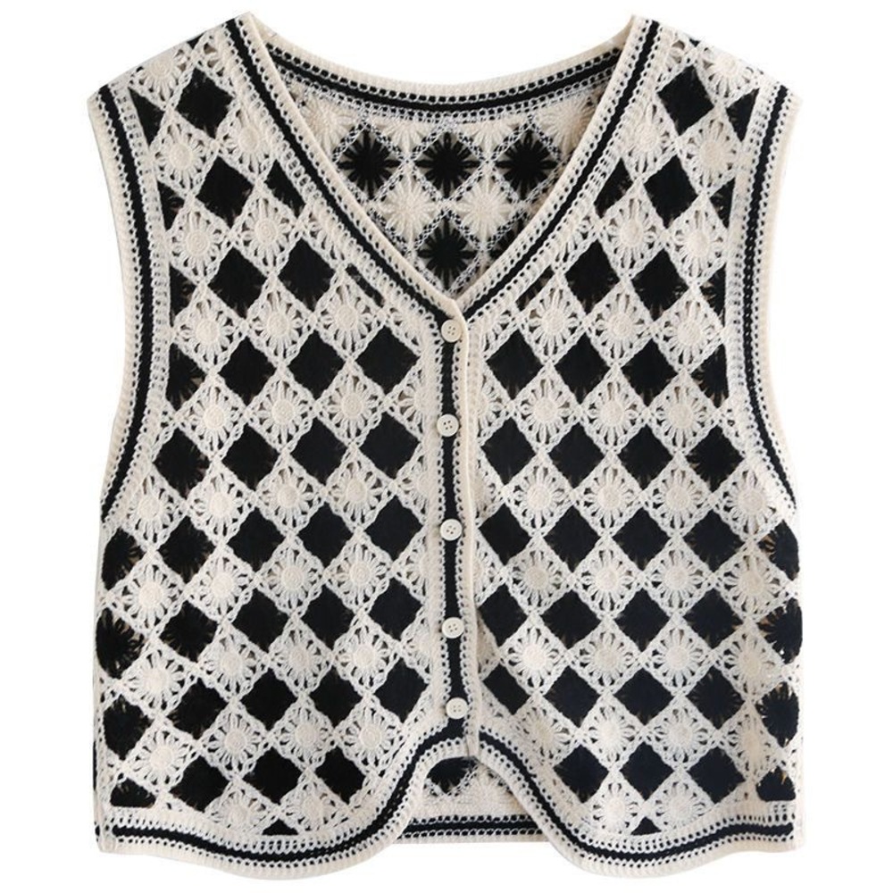 ベスト ボタン付き 前開き レディース ニットベスト 通販 ニット 花柄ニット 前あきベスト ノースリーブ 花柄 フラワー 重ね着 レイヤード 春 秋 冬 ベスト | BACKYARD FAMILY | 09