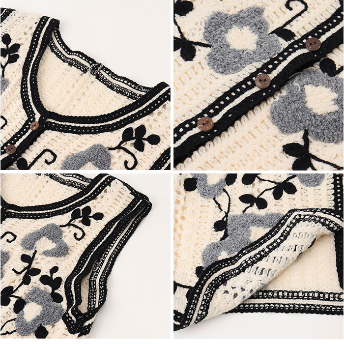 ベスト ボタン付き 前開き レディース ニットベスト 通販 ニット 花柄ニット 前あきベスト ノースリーブ 花柄 フラワー 重ね着 レイヤード 春 秋 冬 ベスト |  | 06