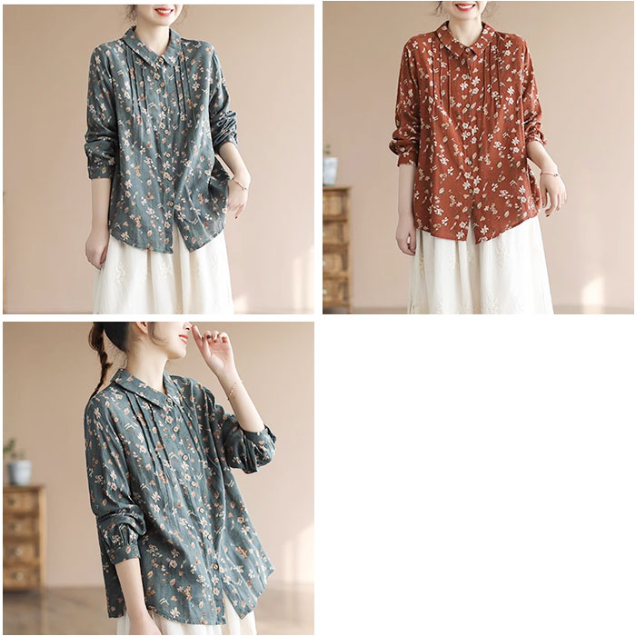 シャツ 長袖 花柄 通販 長袖シャツ 花柄シャツ レディース ギャザー おしゃれ かわいい オシャレ 春 秋 冬 春秋 シンプル 大人かわいい 大人可愛い シャツ |  | 13