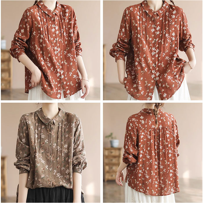 シャツ 長袖 花柄 通販 長袖シャツ 花柄シャツ レディース ギャザー おしゃれ かわいい オシャレ 春 秋 冬 春秋 シンプル 大人かわいい 大人可愛い シャツ |  | 14