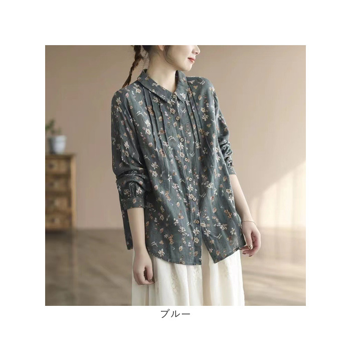 シャツ 長袖 花柄 通販 長袖シャツ 花柄シャツ レディース ギャザー おしゃれ かわいい オシャレ 春 秋 冬 春秋 シンプル 大人かわいい 大人可愛い シャツ |  | 17