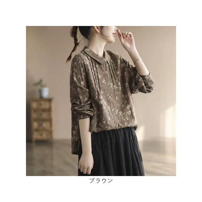 シャツ 長袖 花柄 通販 長袖シャツ 花柄シャツ レディース ギャザー おしゃれ かわいい オシャレ 春 秋 冬 春秋 シンプル 大人かわいい 大人可愛い シャツ |  | 18