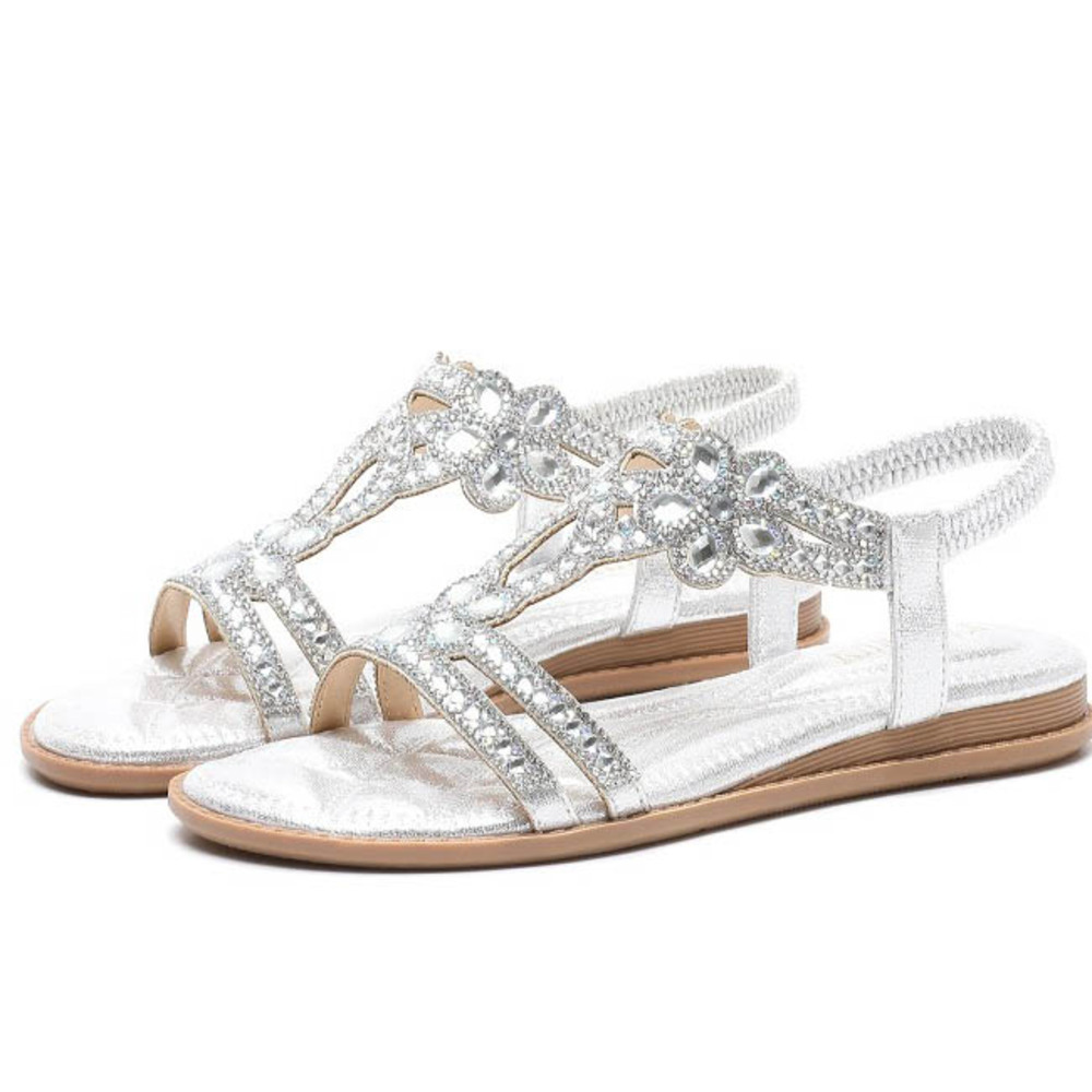 サンダル レディース 通販 フラットサンダル ぺたんこ きれいめ キラキラ ビーチサンダル 夏 ラインストーン ビジュー おしゃれ ボヘミアン ストラップ サンダル | BACKYARD FAMILY | 02