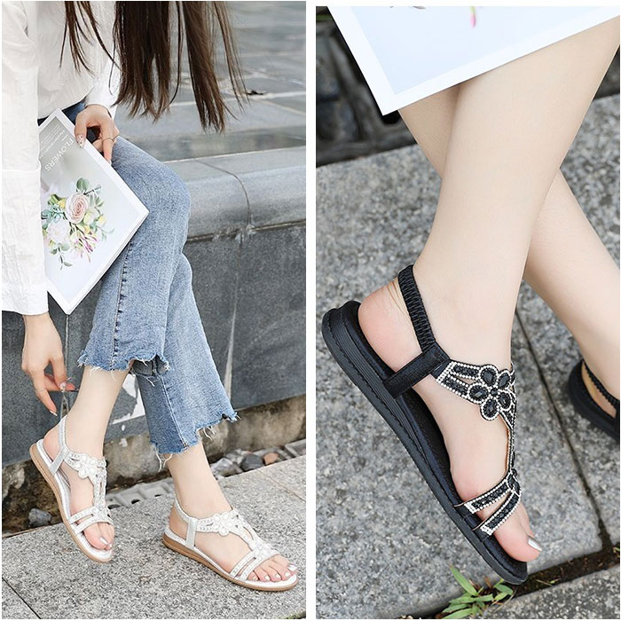 サンダル レディース 通販 フラットサンダル ぺたんこ きれいめ キラキラ ビーチサンダル 夏 ラインストーン ビジュー おしゃれ ボヘミアン ストラップ サンダル | BACKYARD FAMILY | 06