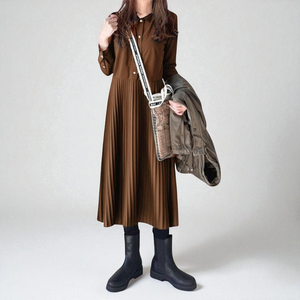 シャツワンピース 長袖 きれいめ 通販 レディース ワンピース シャツワンピ ロングシャツワンピース プリーツワンピース ロングワンピース | BACKYARD FAMILY | 03