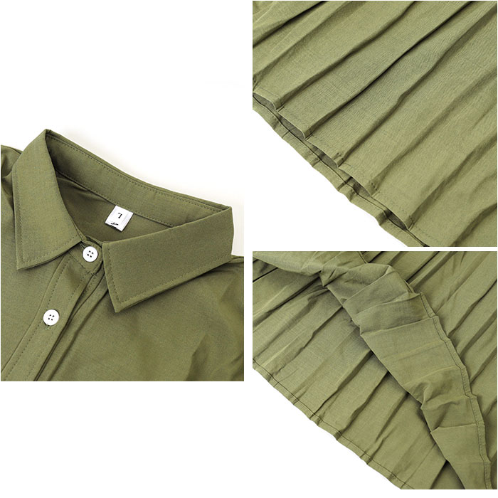 シャツワンピース 長袖 きれいめ 通販 レディース ワンピース シャツワンピ ロングシャツワンピース プリーツワンピース ロングワンピース シャツワンピース |  | 07