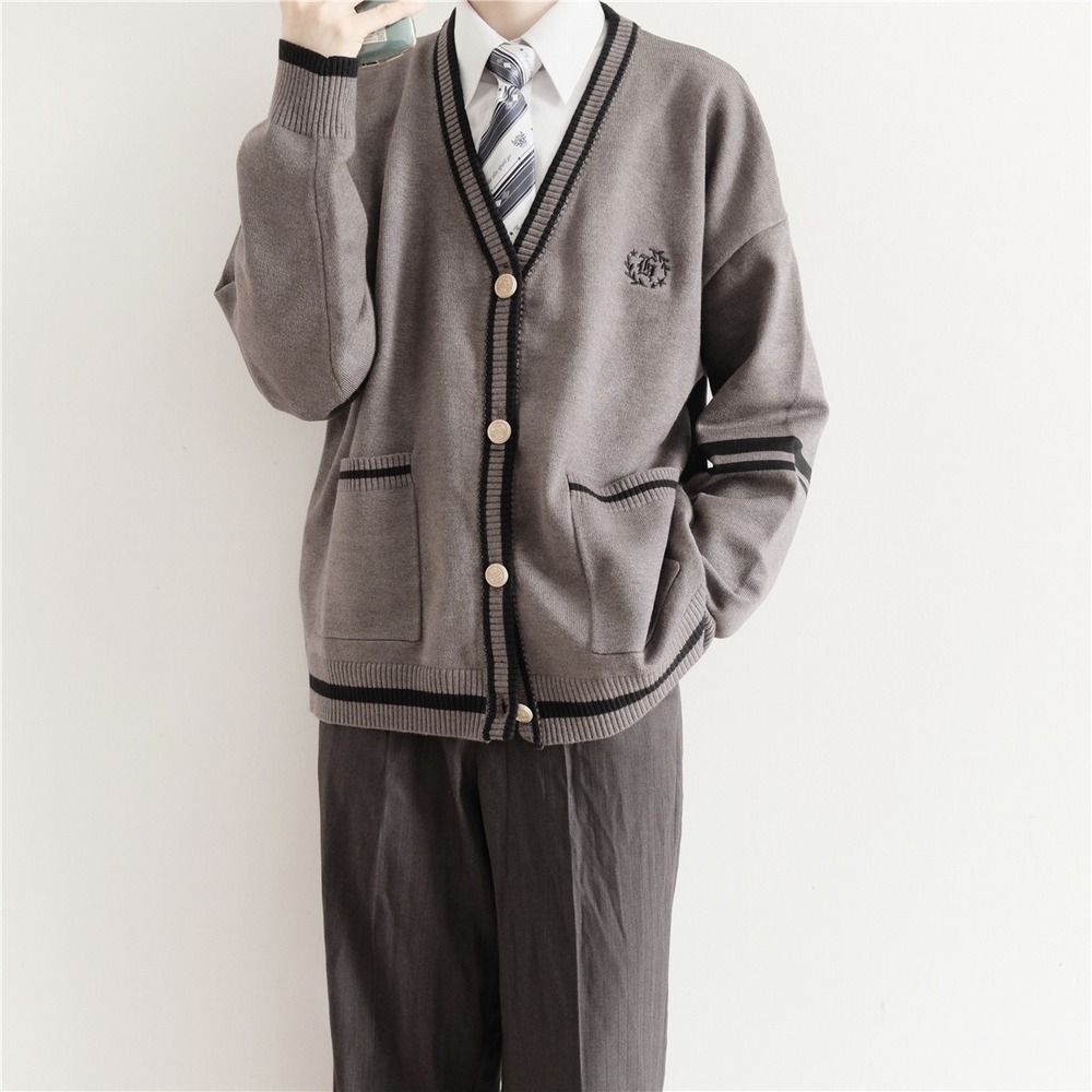 カーディガン メンズ 通販 スクールカーディガン 学生服 長袖 男子 アウター 通学 Vネック おしゃれ ワンポイント 前開き カーデ 中学生 高校生 ゆったり | BACKYARD FAMILY | 03