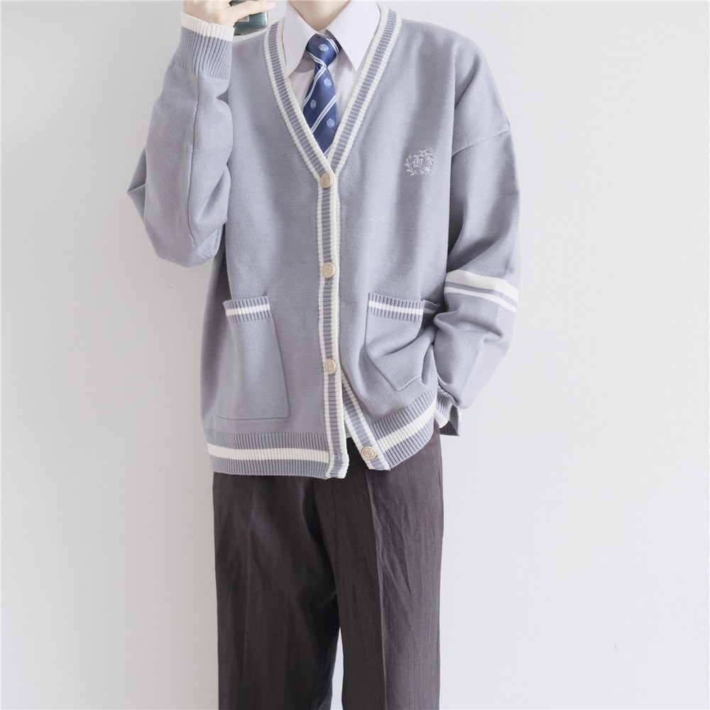 カーディガン メンズ 通販 スクールカーディガン 学生服 長袖 男子 アウター 通学 Vネック おしゃれ ワンポイント 前開き カーデ 中学生 高校生 ゆったり | BACKYARD FAMILY | 04