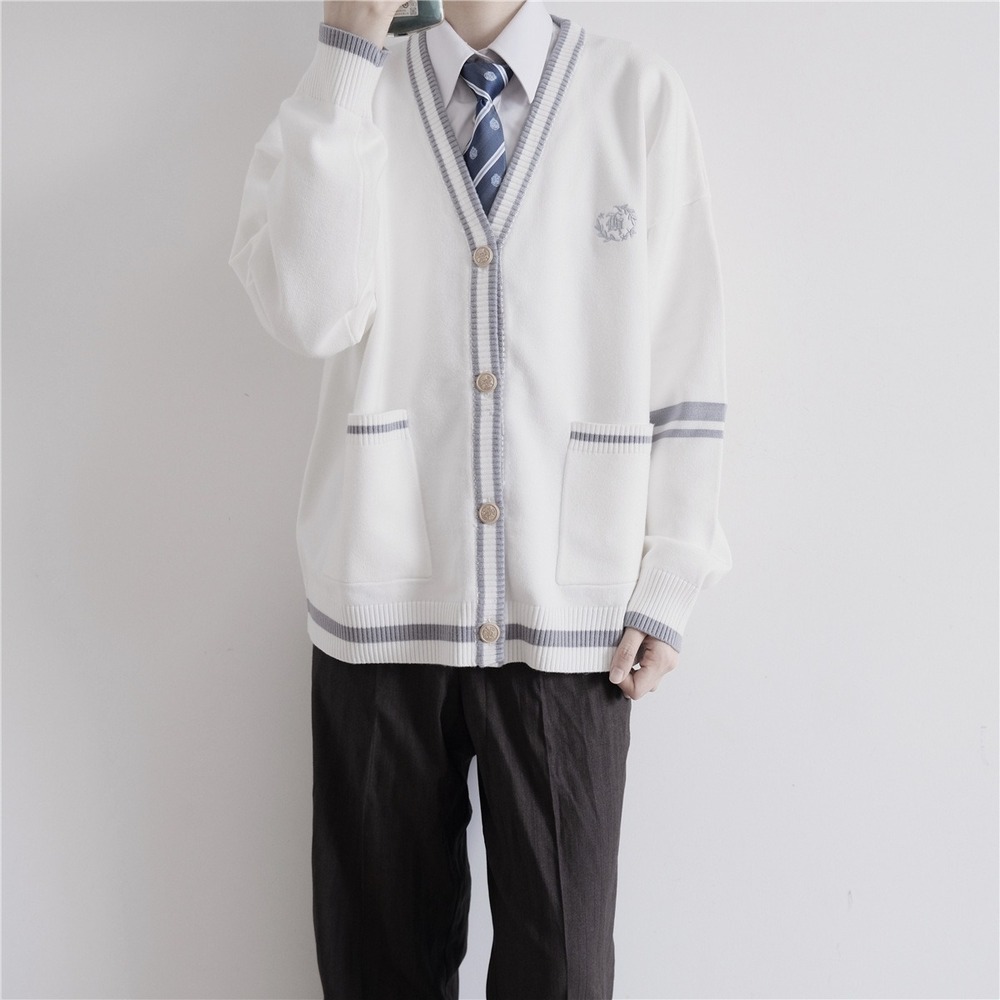 カーディガン メンズ 通販 スクールカーディガン 学生服 長袖 男子 アウター 通学 Vネック おしゃれ ワンポイント 前開き カーデ 中学生 高校生 ゆったり | BACKYARD FAMILY | 01