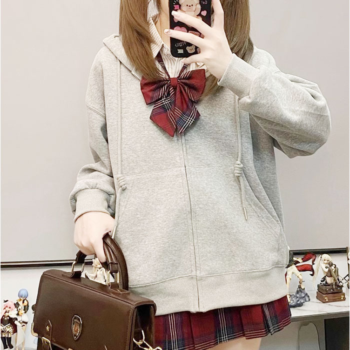 パーカー レディース おしゃれ 通販 ジップアップパーカー ジップパーカー ゆったり 学生服 高校生 中学生 女子 スクールカーディガン 羽織り 学生 秋 春 | BACKYARD FAMILY | 05