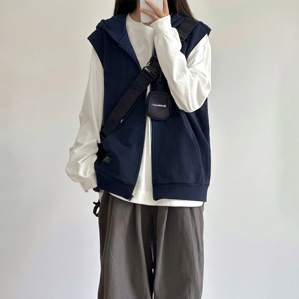 フード付きベスト レディース 通販 袖なしパーカー ノースリーブパーカー スウェットベスト フード付き ジップアップパーカー 体型カバー フード付きベスト | BACKYARD FAMILY | 02