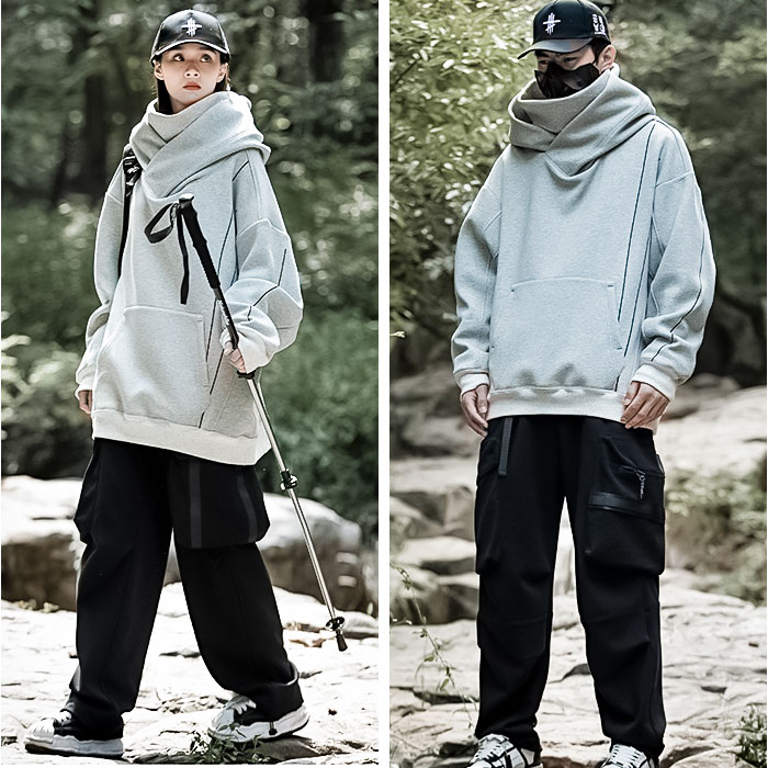 ボリュームネック パーカー 通販 フーディー プルオーバー ハイネック レディース メンズ 長袖 大きいサイズ ゆったり ビッグシルエット  ボリュームネック |  | 07