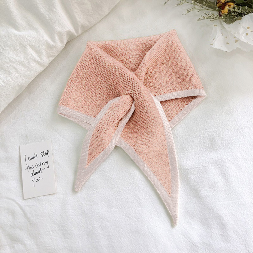 ニットスカーフ マフラー おしゃれ 通販 レディース ティペット ミニマフラー ワンポイント ニット スカーフ アクセント かわいい つけ襟風 推し色 |  | 03