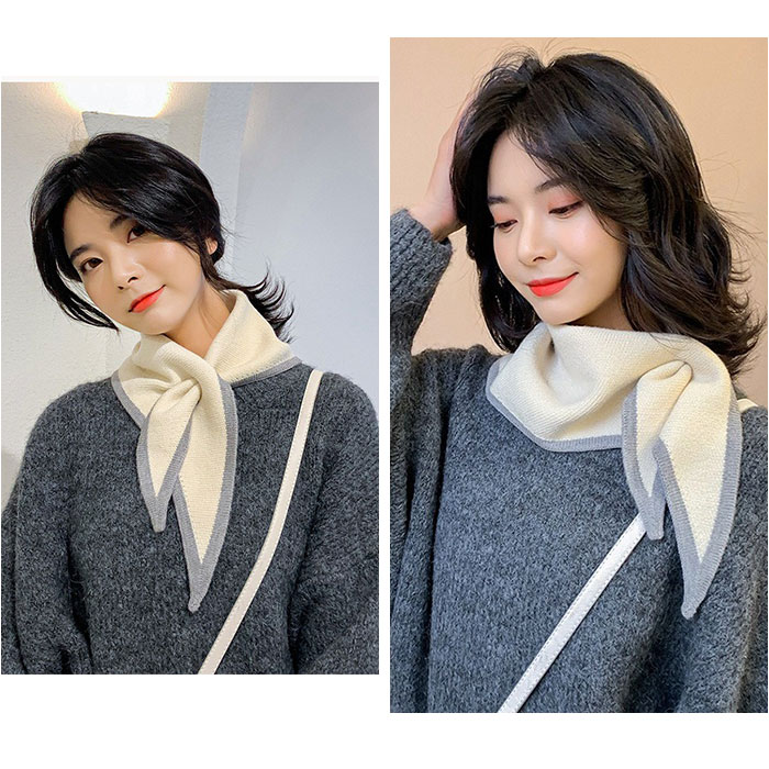 ニットスカーフ マフラー おしゃれ 通販 レディース ティペット ミニマフラー ワンポイント ニット スカーフ アクセント かわいい つけ襟風 推し色 |  | 10