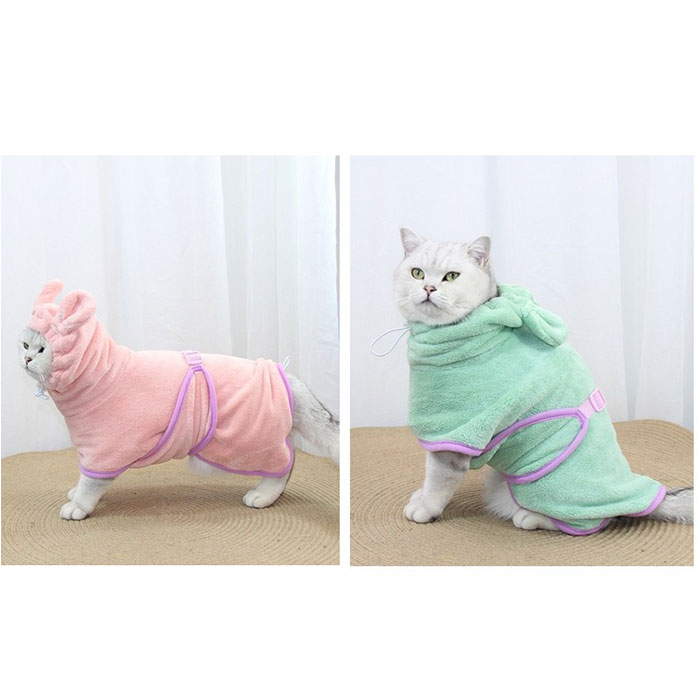 バスタオル バスローブ 犬用 猫用 ペット 通販 ペットバスローブ ペットバスタオル タオル パーカー 部屋着 フード付き 吸収性 速乾 防寒対策 バスタオル |  | 13