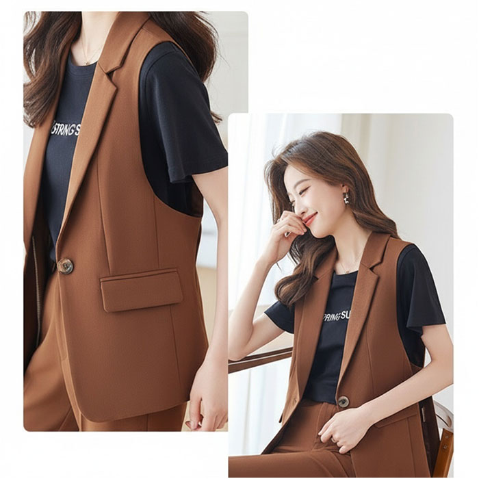 ベスト ジレ テーラード レディース 前開き 通販 ジレベスト レディースベスト レディースジレ フォーマル 重ね着 レイヤード ノースリーブ ベスト | BACKYARD FAMILY | 05