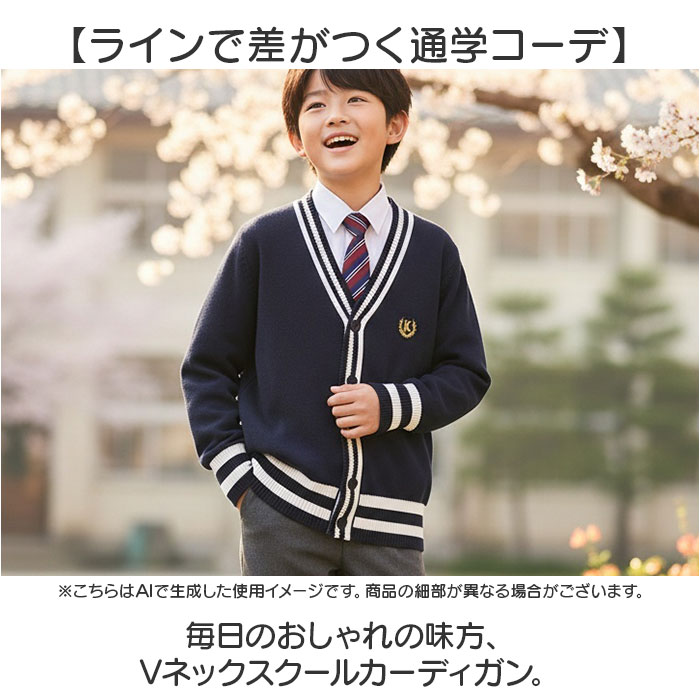 スクールカーディガン 制服 通販 カーディガン おしゃれ 学生服 男の子 女の子 ジュニア ライン入り スクールセーター 通学 キッズ スクールカーディガン | BACKYARD FAMILY | 05