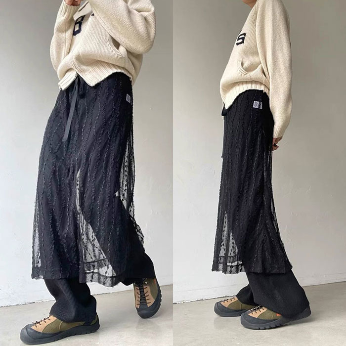 シアーレース スカート レディース 通販 レイヤードスカート シースルー レイヤード 重ね着 巻きスカート 刺繍 透け感 おしゃれ フェミニン | BACKYARD FAMILY | 10