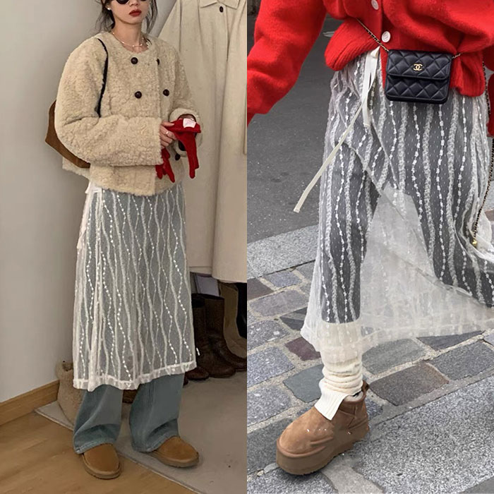シアーレース スカート レディース 通販 レイヤードスカート シースルー レイヤード 重ね着 巻きスカート 刺繍 透け感 おしゃれ フェミニン | BACKYARD FAMILY | 11