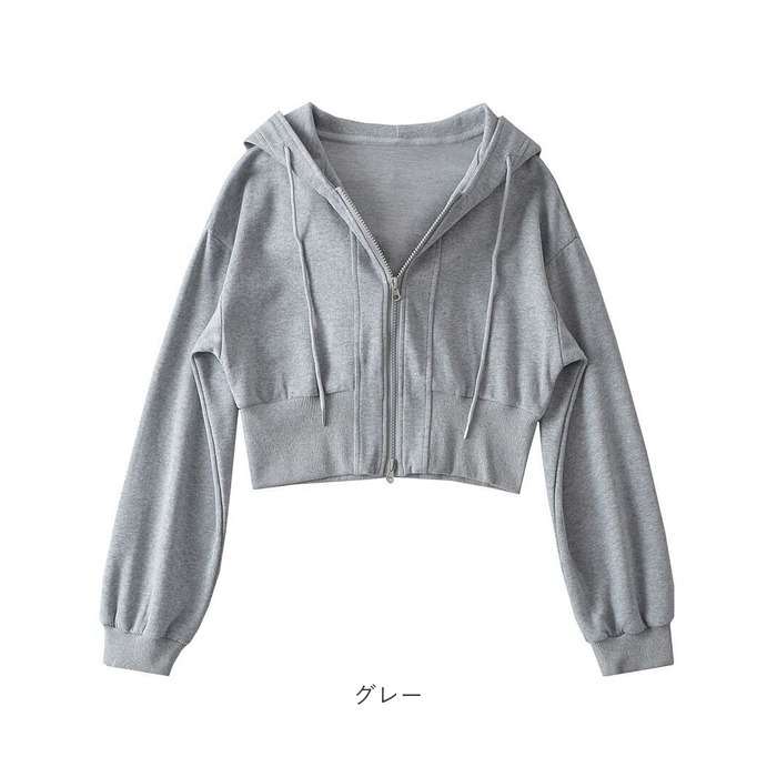 パーカー レディース 冬 通販 ジップアップパーカー ジップパーカー 長袖 厚手 羽織り トップス 無地 短丈 秋 アウター 可愛い おしゃれ かわいい | BACKYARD FAMILY | 20