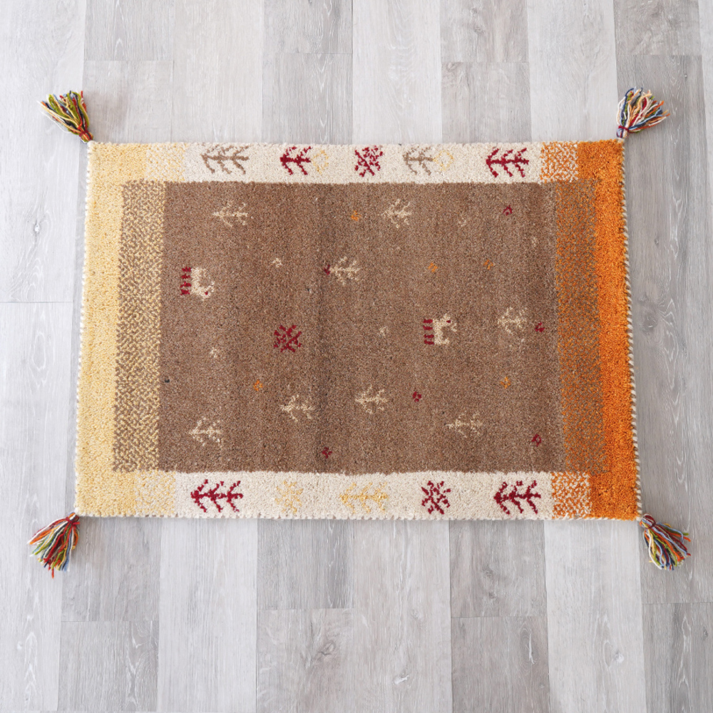 ギャッベ 通販ギャッベ 玄関マット 60x90 手織り ギャッベ ハンドノット 60 90 室内 おしゃれ マット アクセントマット エントランスマット 黄色 ギャッベ |  | 05