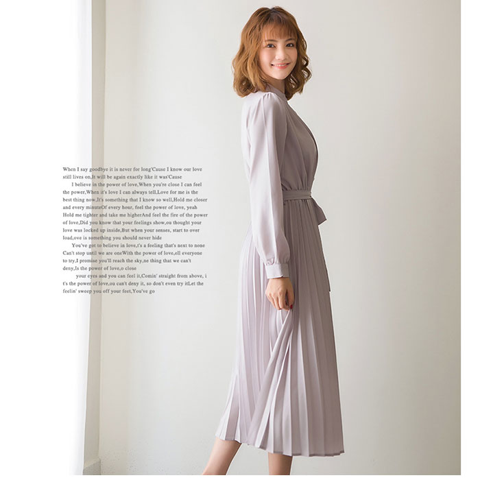 ワンピース 長袖 プリーツ レディース 通販 ロング ワンピ シフォン プリーツドレス プリーツスカート スカート 上品 ウエスト リボン かわいい ワンピース |  | 03