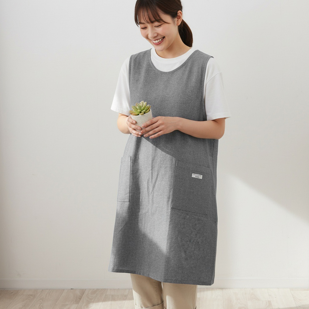 PAGEONE エプロン バッククロス おしゃれ 通販 前掛け シャンブレー