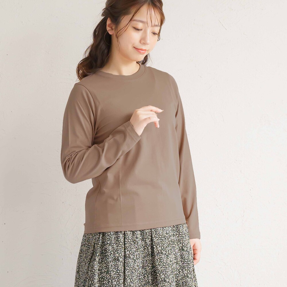 Gypsohila◆長袖カットソー/FREE/コットン/GRY/無地 長袖 Tシャツ レディース 通販 カットソー ロンT 長袖Tシャツ