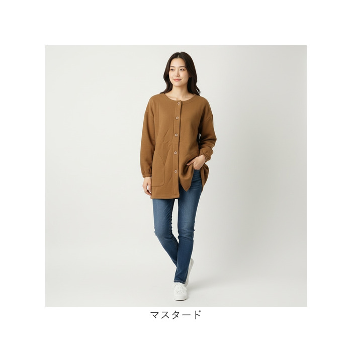 割烹着 おしゃれ あったか 通販 かっぽう着 スモック エプロン 長袖 前開き 前ボタン 保育士 レディース 大人 ポケット あたたかい 暖かい 割烹着 |  | 12