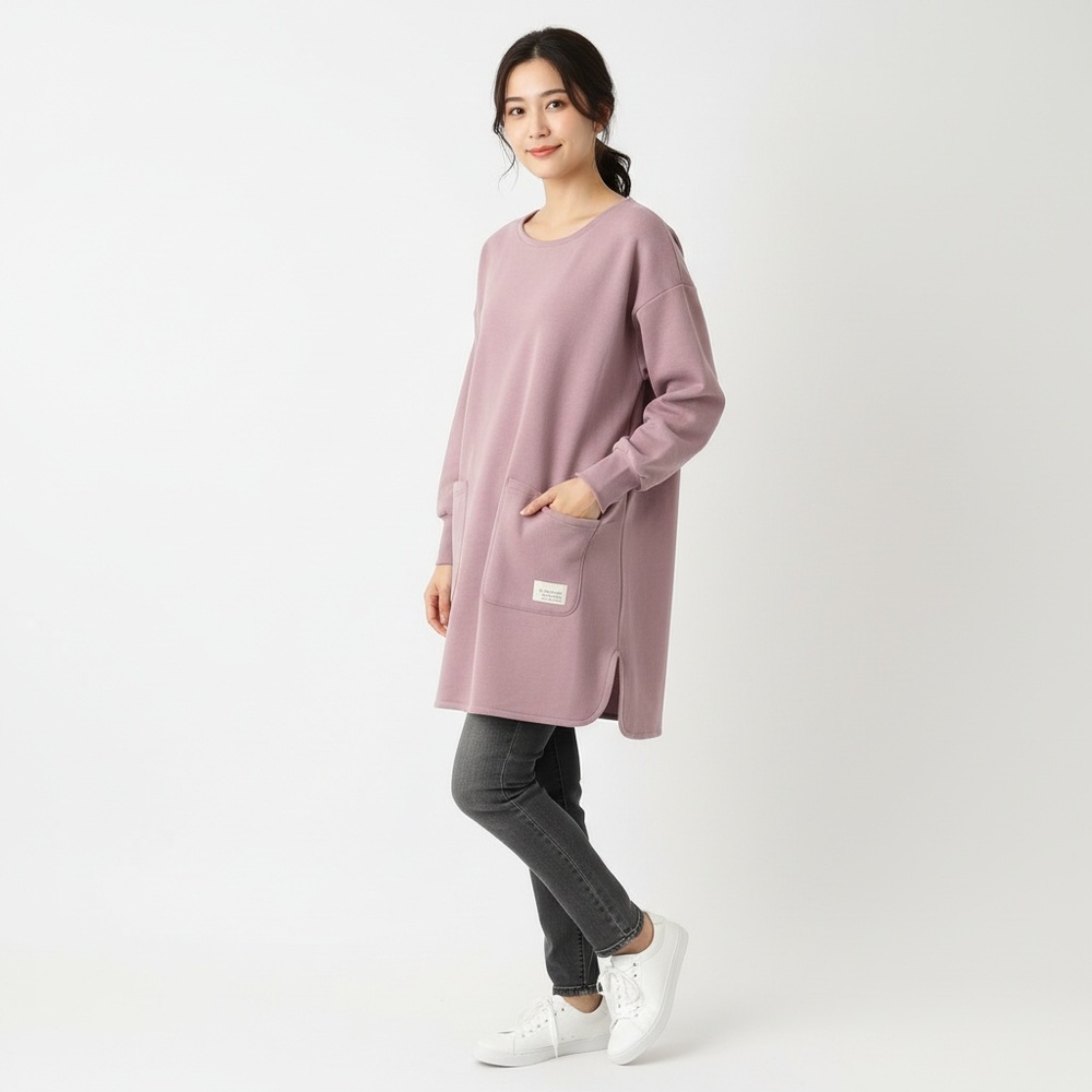 割烹着 おしゃれ あったか 通販 かっぽう着 スモック エプロン 長袖 後ろボタン 保育士 レディース 大人 ポケット あたたかい 暖かい 袖リブ付き 割烹着 |  | 02