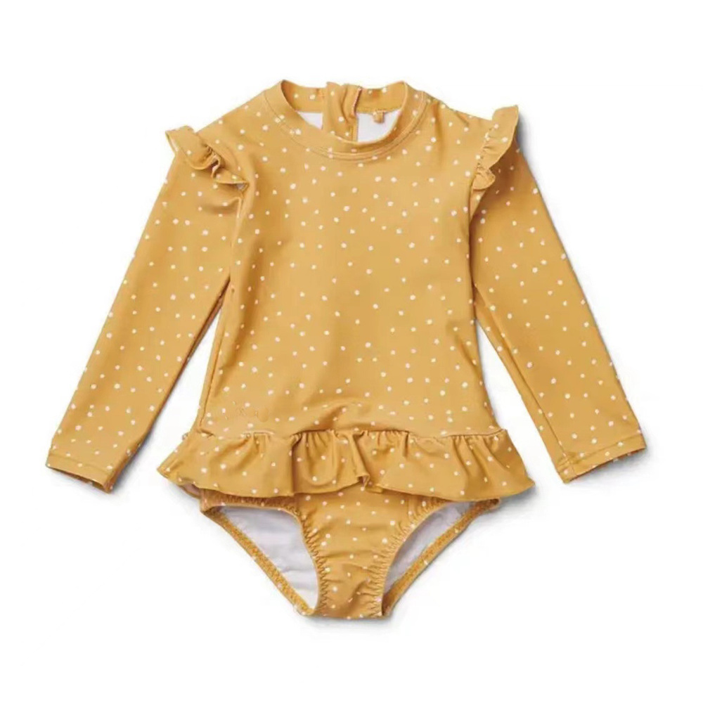 キッズ 水着 女の子 ワンピース 通販 スイムウェア 長袖 スイムキャップ ラッシュガード 女児 子供 フリル 紫外線対策 日焼け対策 シンプル かわいい | BACKYARD FAMILY | 02