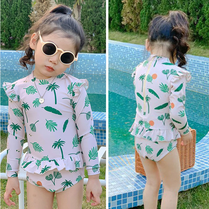 キッズ 水着 女の子 ワンピース 通販 スイムウェア 長袖 スイムキャップ ラッシュガード 女児 子供 フリル 紫外線対策 日焼け対策 シンプル かわいい | BACKYARD FAMILY | 19