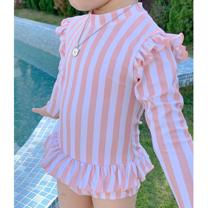 キッズ 水着 女の子 ワンピース 通販 スイムウェア 長袖 スイムキャップ ラッシュガード 女児 子供 フリル 紫外線対策 日焼け対策 シンプル かわいい | BACKYARD FAMILY | 11