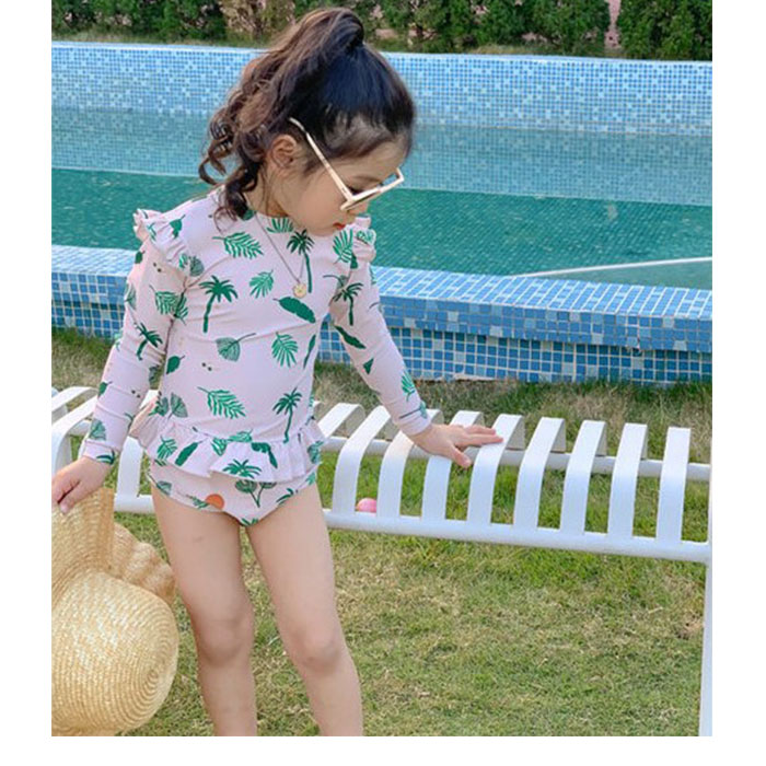 キッズ 水着 女の子 ワンピース 通販 スイムウェア 長袖 スイムキャップ ラッシュガード 女児 子供 フリル 紫外線対策 日焼け対策 シンプル かわいい | BACKYARD FAMILY | 13