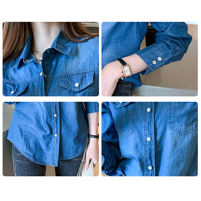 デニムシャツ レディース 長袖 通販 デニム シャツ 長袖シャツ ウエスタンシャツ ウエスタンデニム ボタン デザイン エレガント シンプル デニムシャツ |  | 08