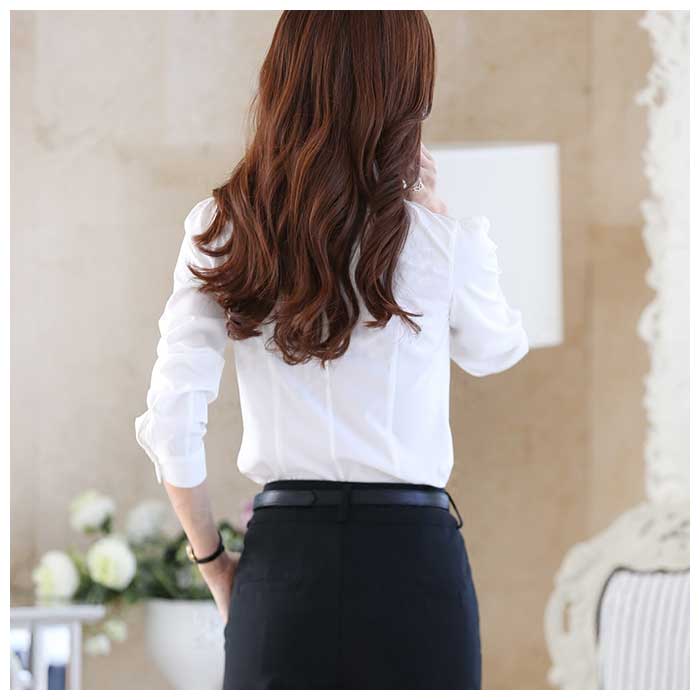 レディース 通販レディース 長袖 ブラウス フリル ラグジュアリー 立ち襟 シャツ レース フワフワ 薄手 ハイネック 高襟 オフィス 上品 フォーマル レディース | ブランド登録なし | 03