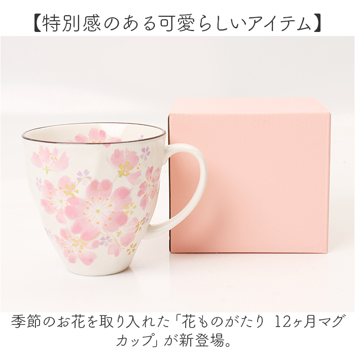 マグカップ 木箱入り 通販 日本製 マグ カップ コップ 陶器 セラミック 岐阜県多治見 美濃焼 ＆藍 花 はな 柄 花ものがたり 還暦祝い 古希 かわいい 可愛い |  | 13