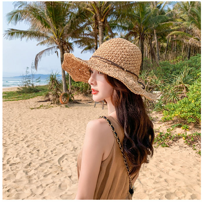 麦わら帽子 レディース 通販 ストローハット ペーパーハット 帽子 ハット 麦わら 日焼け防止 折りたたみ 持ち運び サイズ調整 つば広 キャペリン 麦わら帽子 | BACKYARD FAMILY | 06