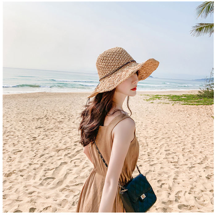 麦わら帽子 レディース 通販 ストローハット ペーパーハット 帽子 ハット 麦わら 日焼け防止 折りたたみ 持ち運び サイズ調整 つば広 キャペリン 麦わら帽子 | BACKYARD FAMILY | 07