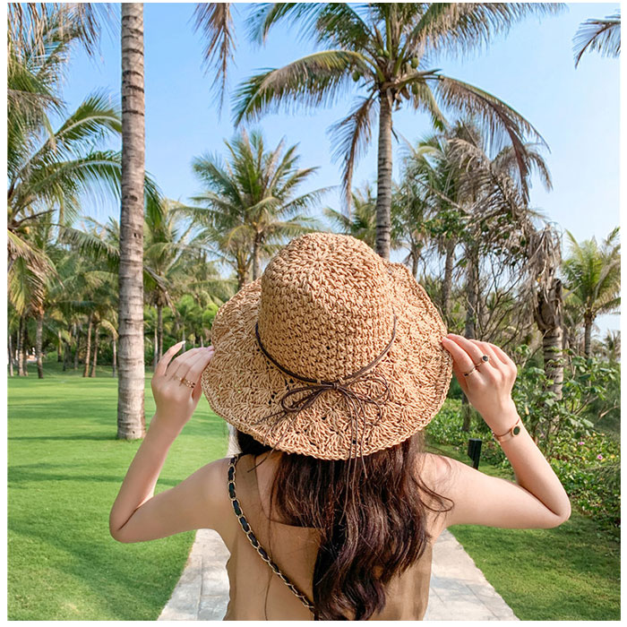 麦わら帽子 レディース 通販 ストローハット ペーパーハット 帽子 ハット 麦わら 日焼け防止 折りたたみ 持ち運び サイズ調整 つば広 キャペリン 麦わら帽子 | BACKYARD FAMILY | 09