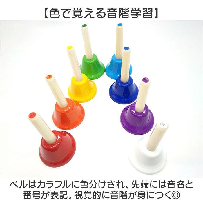 ハンドベル 楽器 通販 ミュージックベル 手振りベル ミニハンドベル ハンド ベル 8音 コールベル 手振鈴 おもちゃ パーティベル 発表会 学芸会 | BACKYARD FAMILY | 03