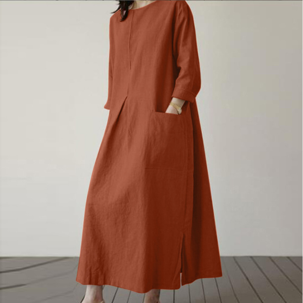 ワンピース 長袖 レディース 通販 春秋 秋冬 チュニック aライン ロング丈 大人 可愛い おしゃれ シンプル かわいい 七分袖 ロングワンピース | BACKYARD FAMILY | 01