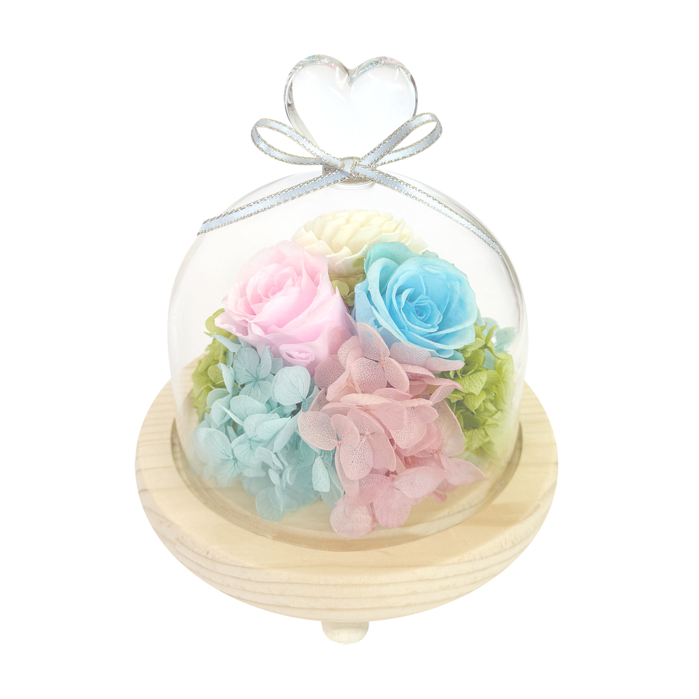 お供え プリザーブドフラワー ガラスドーム 通販 ハート アレンジメント 供養 仏花 供え花 献花 ドームタイプ ドーム プリザ 長持ち 飾り かわいい 仏壇用 | ブランド登録なし | 04