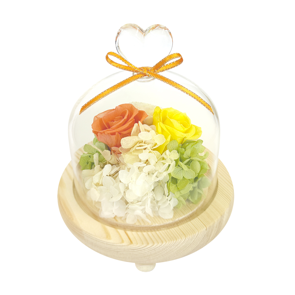 お供え プリザーブドフラワー ガラスドーム 通販 ハート アレンジメント 供養 仏花 供え花 献花 ドームタイプ ドーム プリザ 長持ち 飾り かわいい 仏壇用 | ブランド登録なし | 03