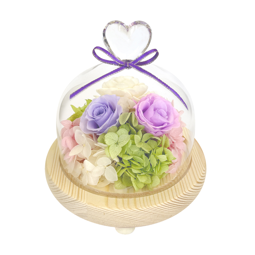 お供え プリザーブドフラワー ガラスドーム 通販 ハート アレンジメント 供養 仏花 供え花 献花 ドームタイプ ドーム プリザ 長持ち 飾り かわいい 仏壇用 | ブランド登録なし | 05