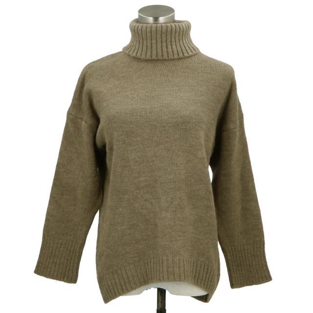 HERMES ゴルチエ カシミヤ100% 袖リブ ハイネックニット カーキ エルメス HERMES ロングスリーブニット H4H2632DBAV34 ヴェール
