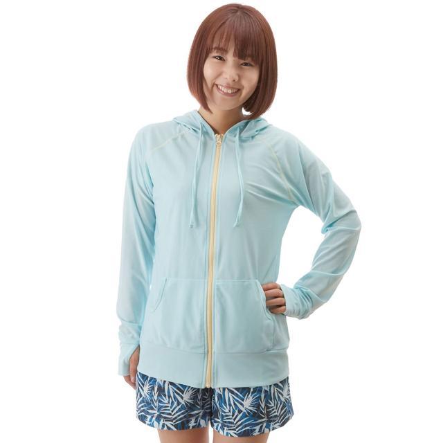 ラッシュガード レディース 長袖 パーカー 日焼け予防 ショート丈 フード おしゃれ ジップアップ 水陸両用 水着 紫外線対策 日焼け防止 uvカット | ブランド登録なし | 06