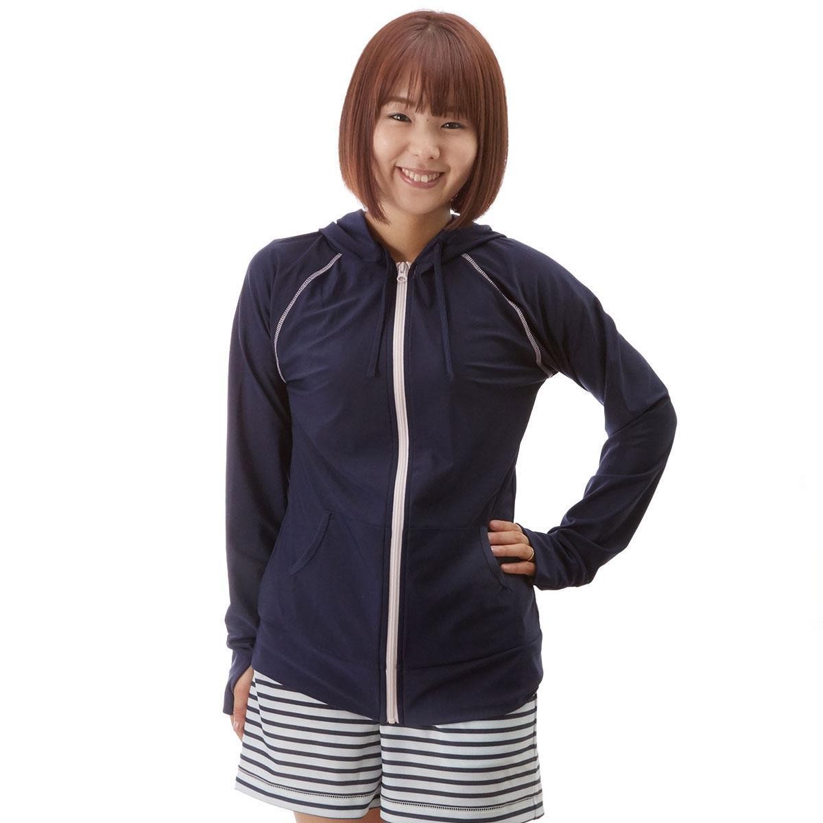 ラッシュガード レディース 長袖 パーカー 日焼け予防 ショート丈 フード おしゃれ ジップアップ 水陸両用 水着 紫外線対策 日焼け防止 uvカット | ブランド登録なし | 04