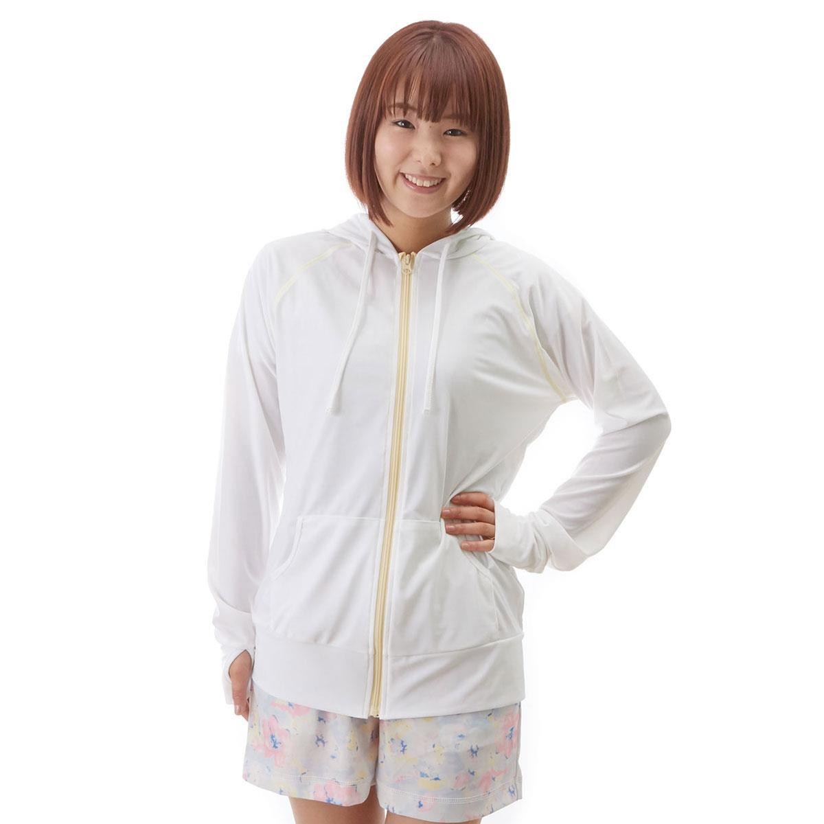 ラッシュガード レディース 長袖 パーカー 日焼け予防 ショート丈 フード おしゃれ ジップアップ 水陸両用 水着 紫外線対策 日焼け防止 uvカット | ブランド登録なし | 09